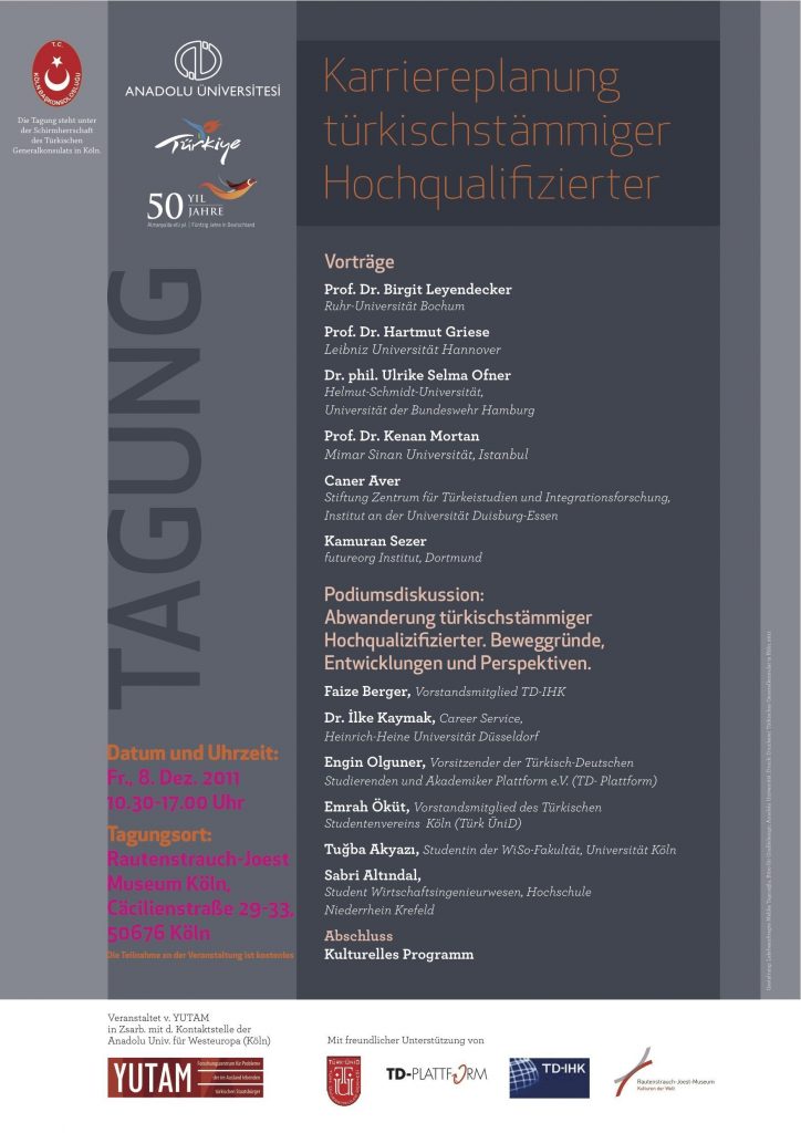 Einladung: ” Karriereplanung türkischstämmiger Hochqualifizierter” 8.12.11 Köln