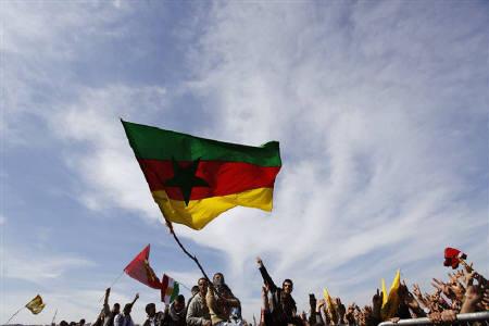 By Aseel Kami BAGHDAD | Sun Oct 16, 2011 10:21pm IST (Reuters) – Kurds protested in an Iraqi city on Sunday against an order to lower Kurdish flags from official...