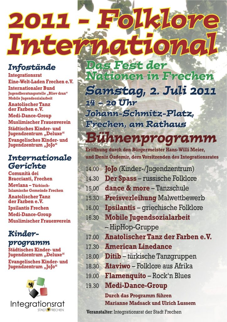 Einladung 2.7.2011 nach Frechen: Folklore International