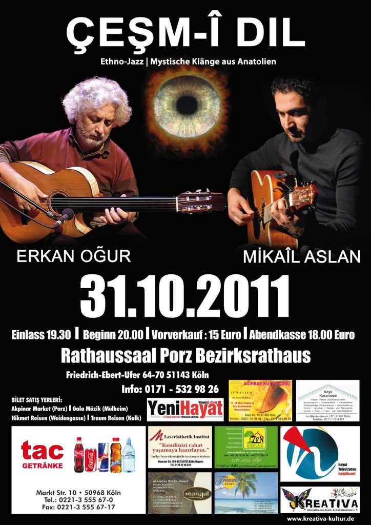 Einladung zur Ethno-Jazz: Erkan Ogur & Mikail Aslan, 31.10. Rathaussaal Porz Bezirksrathaus