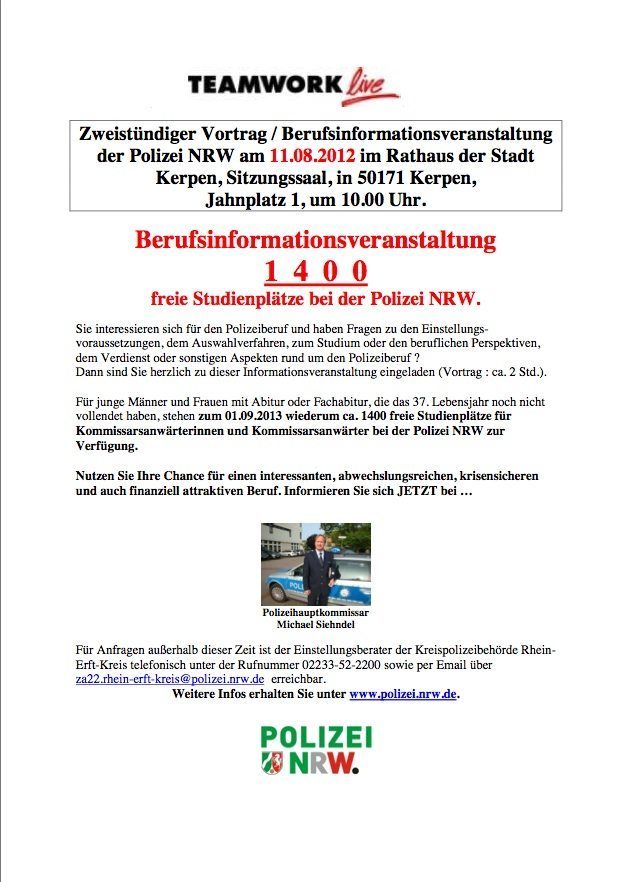 Berufsinformationsveranstaltung der Polizei NRW