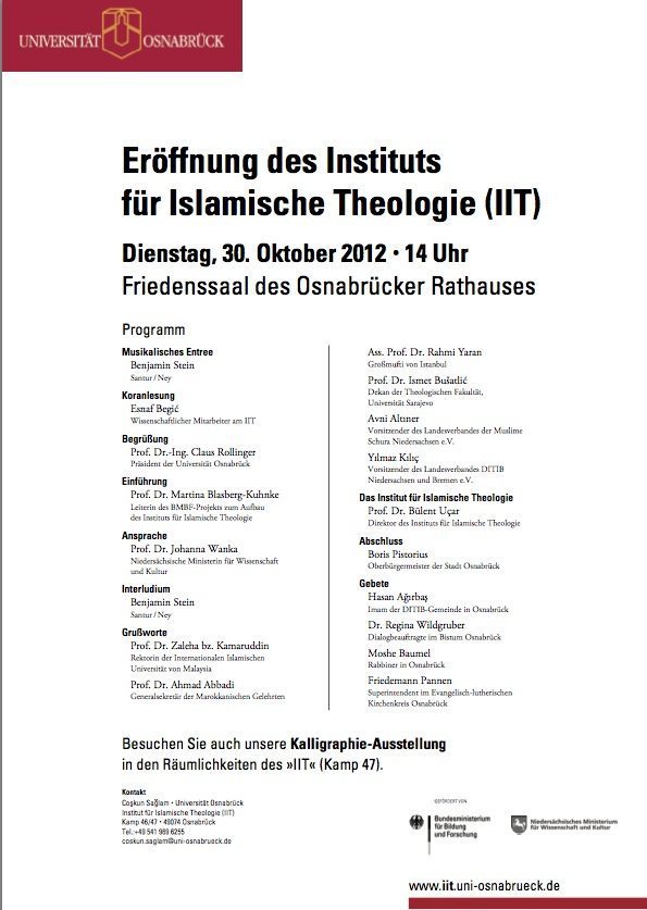 Eröffnung des Instituts für Islamische Theologie in Osnabrück 30.10.2012