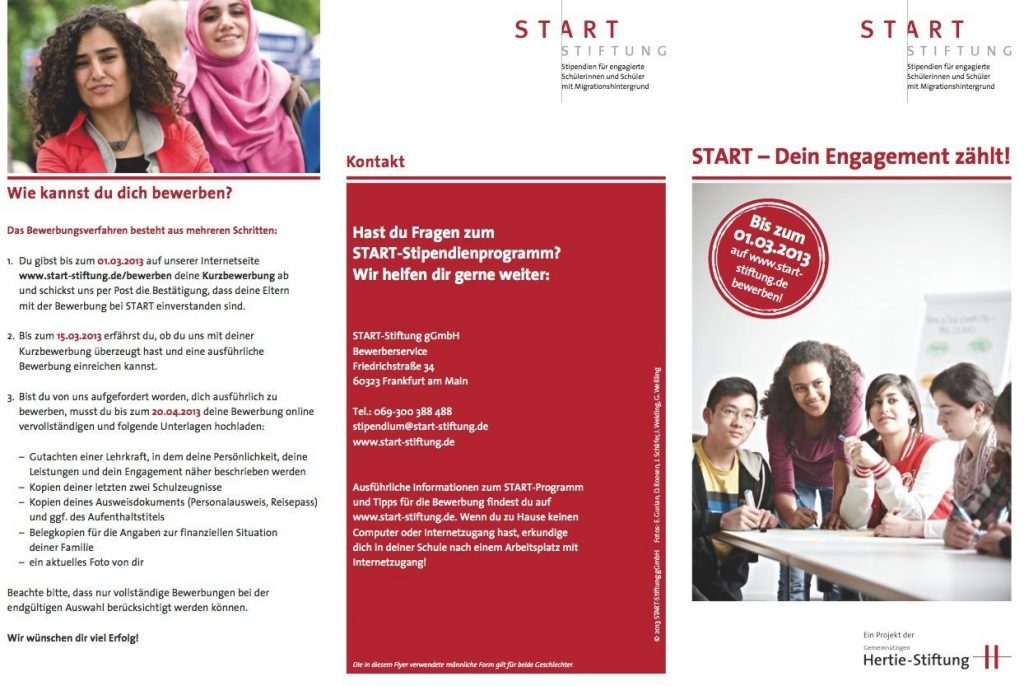 Start-Stiftung: Stipendien für engagierte Schülerinnen und Schüler
