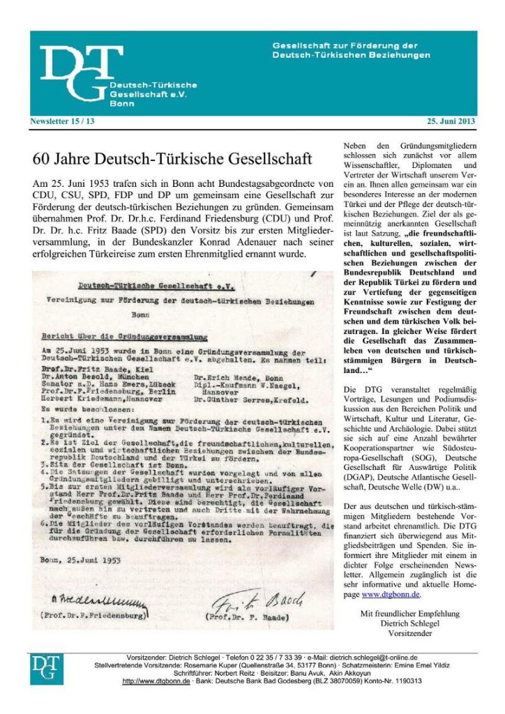 60 Jahre Deutsch-Türkische Gesellschaft
