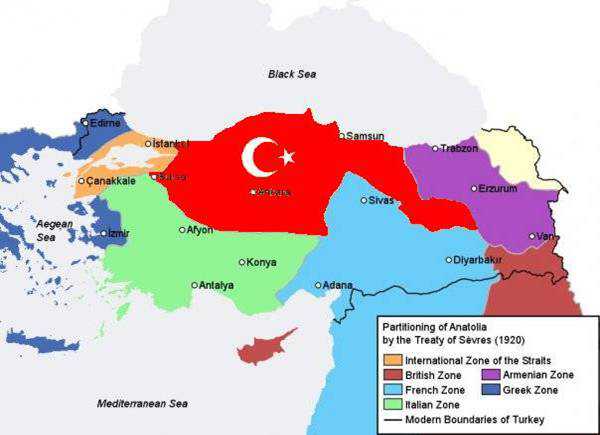 Partitioning Anatolia by the Treaty of Sevres