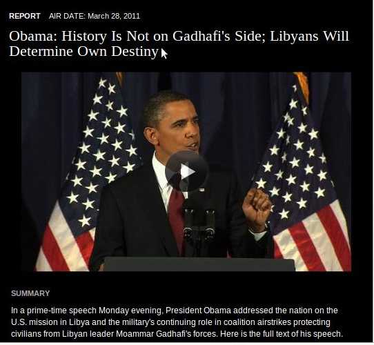 Obama: History Is Not on Gadhafi’s Side; Libyans Will Determine Own Destiny