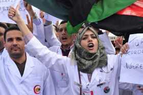 84243 libyan doctors attend a demonstration in front of turkish embassy in b