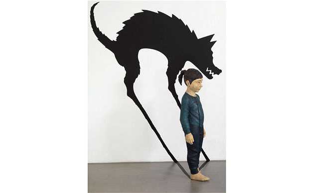 YasamSasmazer Behind you: the original wood carving for 'Treacherous Wolf? by Yasam Sazmazer Photo: Bernd Borchardt