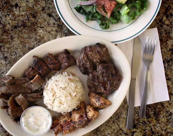 Mixed grill and a side salad from Istanbul Gyro and Kebab in Norfolk. (David B. Hollingsworth | The Virginian-Pilot)