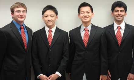 IChO Borisov (from left), Tan, Tung, and Shah will represent the U.S. at the International Chemistry Olympiad in Ankara, Turkey.