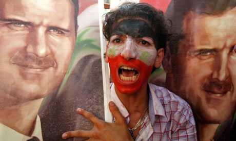 A Syrian on a pro-Assad protest in Beirut. Lebanon is now considered increasingly dangerous for dissidents. Photograph: AFP/Getty Images
