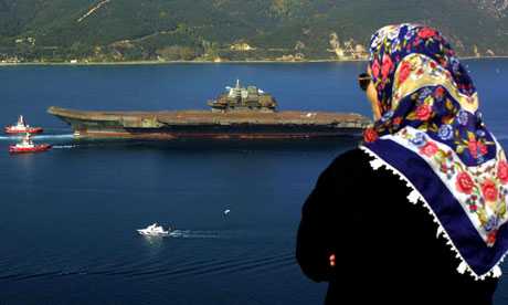The-rusty-looking-Varyag--008 The rusty-looking Varyag aircraft carrier sold by the Ukraine to China passes through the Bosphorus near Istanbul in 2001 en route to Dalian where it has been refurbished to join the Chinese naval fleet. China initially claimed it was going to be a floating casino. Photograph: Kerim Okten/EPA