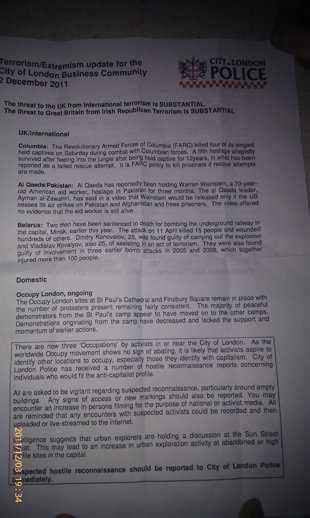 Police include Occupy movement on ‘terror’ list