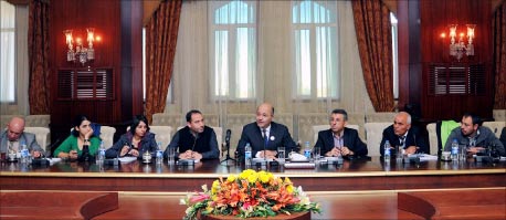 get-article-image KRG Prime Minister Barham Salih speaks at a conference gathering journalists from Turkey and Kurdistan Region in Duhok./ PRESS PHOTO