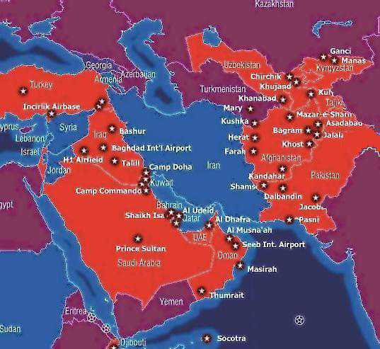 US military base or facility surrounding Iran1