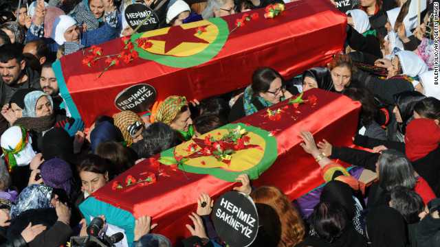 Mourners in Turkey protest killings of Kurdish activists