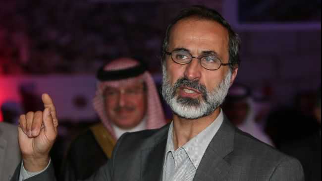 Leader of the foreign-backed Syrian opposition coalition Ahmed Moaz al-Khatib (file photo)