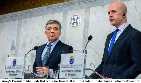 Reinfeldt presses Turkey to reform terror laws