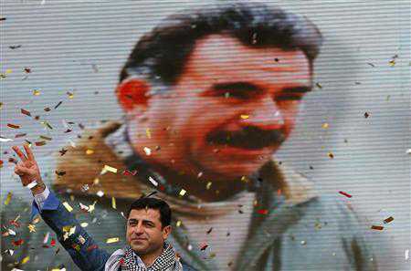 Selahattin Demirtas, co-chairman of the pro-Kurdish Peace and Democracy Party (BDP), gestures during a rally to celebrate the spring festival of Newroz in Istanbul March 17, 2013. Credit: Reuters/Murad Sezer