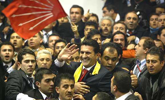Sarigul waves to his supporters in Ankara.