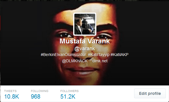 Elvan’s portrait left on Turkish PM’s adviser’s twitter account