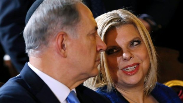 In this 2013. file photo, Prime Minister Benjamin Netanyahu listens to his wife Sara during a meeting with the Roman Jewish Community at the Great Synagogue in Rome. A former employee at the official residence of Prime Minister Benjamin Netanyahu has filed a lawsuit alleging he was abused by the Israeli leader's wife, Sara.