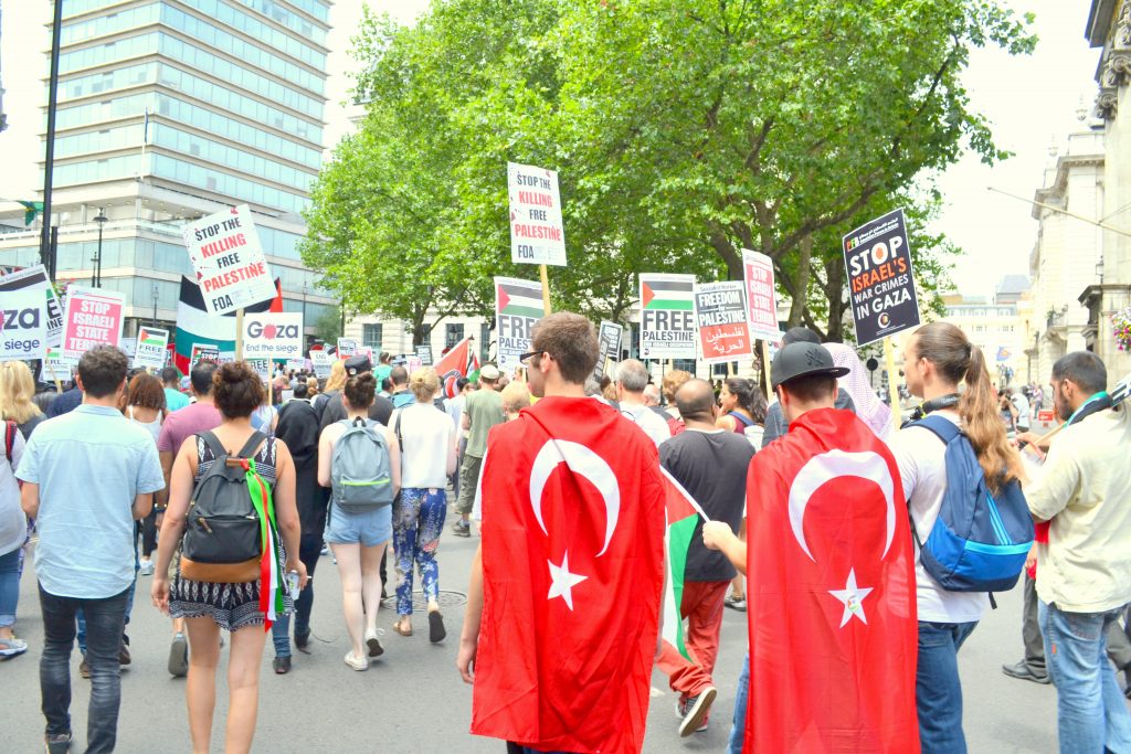 Turkish Protesters Of Israeli Strikes in London Downing Steet