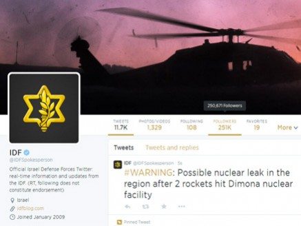 IDF twitter account hacked: “Rockets hit Dimona nuclear facility”