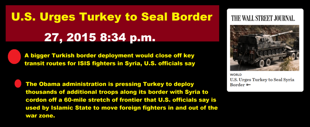 U.S. Urges Turkey to Seal Border