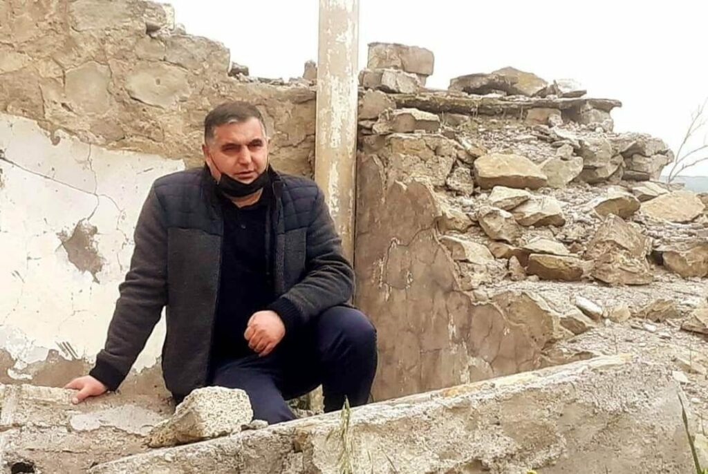 Seymur Verdizade on the remnants of his house after 27 years. 13 April 2021