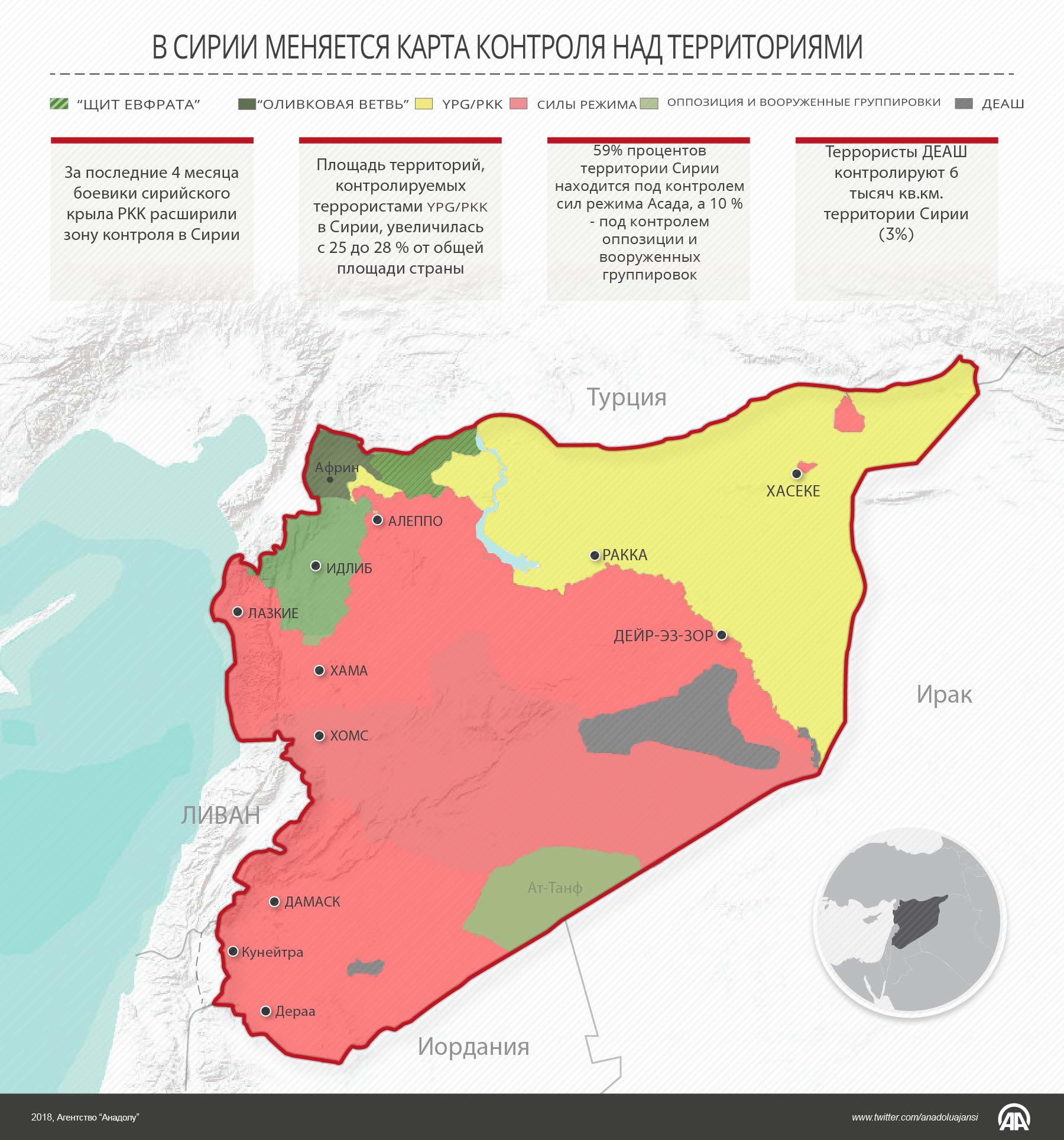 В Сирии меняется карта контроля над территориями