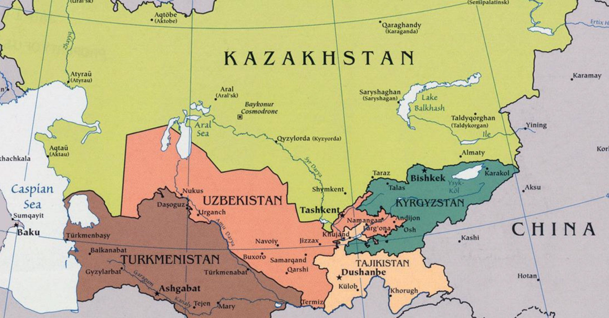 Таджикистан это азия. Политическая карта средней Азии. Узбекистан на карте средней Азии. Республики средней Азии на карте. Киргизия на карте средней Азии.