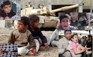 Gazze. çocuklar ve tank