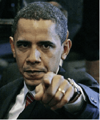 Obama parmağı ile gösteriyor