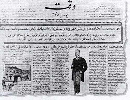 Atatürk’ün,Vakit Gazetesi’nde yayınlanan “FİLİSTİN’E EL SÜRÜLEMEZ” demeci.