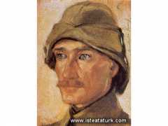 Mustafa Kemal'in ilk portresi Anafartalar Savaşı sırasında Avusturyalı ressam Wilhelm Victor Krausz tarafından yapılmıştır. Masmavi gözleri, açık yeşil serpuşu ile o günlerin Mustafa Kemal'i ilerisi için kafasında bazı düşünceler planlayan bir kahraman tipinde yansıtılmıştır. Bu başarılı bir portredir. Ressamı Avusturyalı Wilhelm Victor Krausz'dur. - ATATURK ILK RESIM