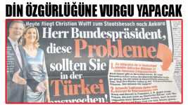 ALMAN Bild gazetesi, “YouGov Enstitüsü’’ tarafından internet aracılığıyla yapılan anket sonucuna göre, Wulff’un, Türkiye’ye AB üyeliği konusunda belirli bir tarih vermesine Almanların yüzde 73,5’inin karşı olduğu, sadece yüzde 13,2’sinin buna sıcak baktığını yazdı. Wulff’un Türkiye’de 7 sorunu ele alması gerektiği görüşüne yer verilen gazete haberinde, bunların başında Almanya’da yaşayan Türk vatandaşların uyum sorunlarının geldiği, ayrıca kültürel geleneklerden kaynaklanan ayrımcılık sorunu ve Almanya’da yaşayan Türk gençleri arasındaki yüksek suç oranının da ele alınması gerektiği belirtildi. - wulff turkiye
