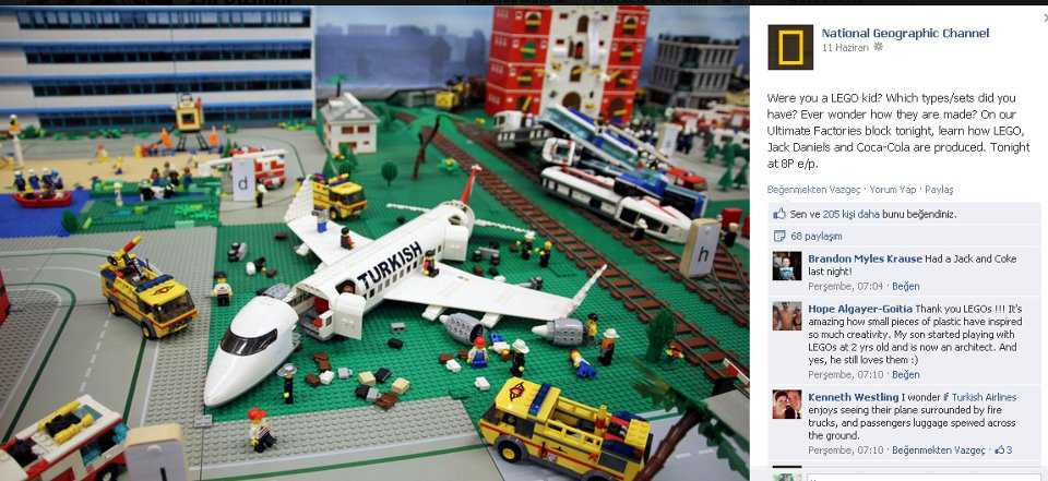Lego'nun kaza yapan maket uçağı Türk Hava Yollarının gibi gösterilmiş ve bu da National Geographic sayfasında kullanılmış. Bu resmi paylaşarak ilgili mercilere ulaşmasını sağlayabilir ve haksız bir önyargı oluşmasına engel olabilirsiniz. - 580074 10151020626010630 100965248 n