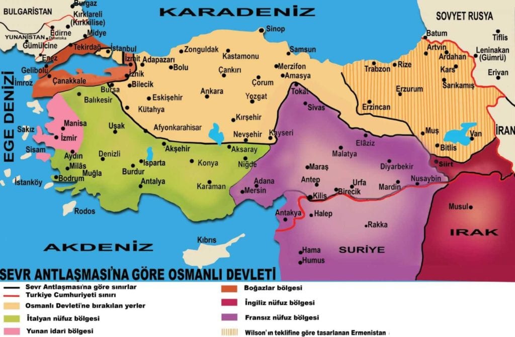Türk Milletine Emperyalizmin 100 yıl önce  dayattığı sınırlar - sevr antlasmasi 121050