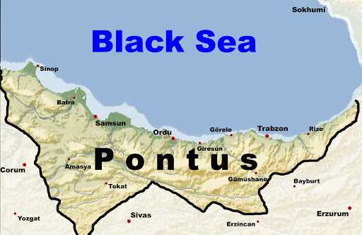 Yunanlı tarihçi Yorgos Kardatos bakın ne diyor: "Yunanlıların Pontus ile hiçbir ilgileri yoktur! Yunanlıların Pontus'la ilgileri Atinalı tüccarların gemilerle gelip, Trabzon bölgesinden çaldıkları inekleri Atina ve Mısır’a götürüp satmalarından ibarettir!" (Pontus= deniz demek.) - pontus map from wiki public domain