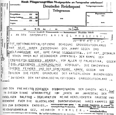 Tarihten bir yaprak: Himmler'den Kudüs müftüsüne telegraf: 1943 - Himmler to Mufti telegram 1943