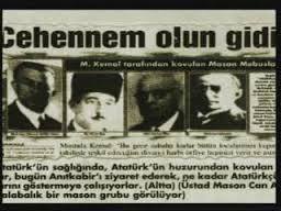 Atatürk 1935 yılında mason localarını kökü dışarıda olduğu için kapatıyor, sütunlar yıkılıyor. Anadolu Ajansı 10 Ekim 1935 tarihinde gazetelerin merkezlerine şu önemli haberi geçiyordu: - mason22