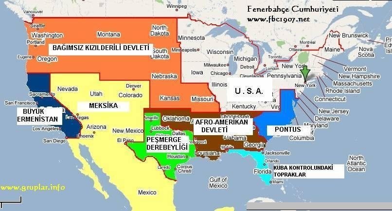 MİZAH : ABD için Alternatif Harita (AMERİKALI DOSTLARIMIZ BU İŞE NE DİYECEK MERAKLA BEKLİYORUZ :)