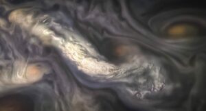 Amerikan Ulusal Havacılık ve Uzay Dairesi (NASA) Bulutların üst katmanlarından 6200 kilometre uzakta bulunan Juno uzay gemisi yardımıyla elde ettiği görüntüleri yayınladı. - 1034419175