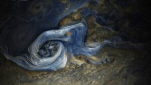 Amerikan Ulusal Havacılık ve Uzay Dairesi (NASA) Bulutların üst katmanlarından 6200 kilometre uzakta bulunan Juno uzay gemisi yardımıyla elde ettiği görüntüleri yayınladı. - jupiter firtina nasa