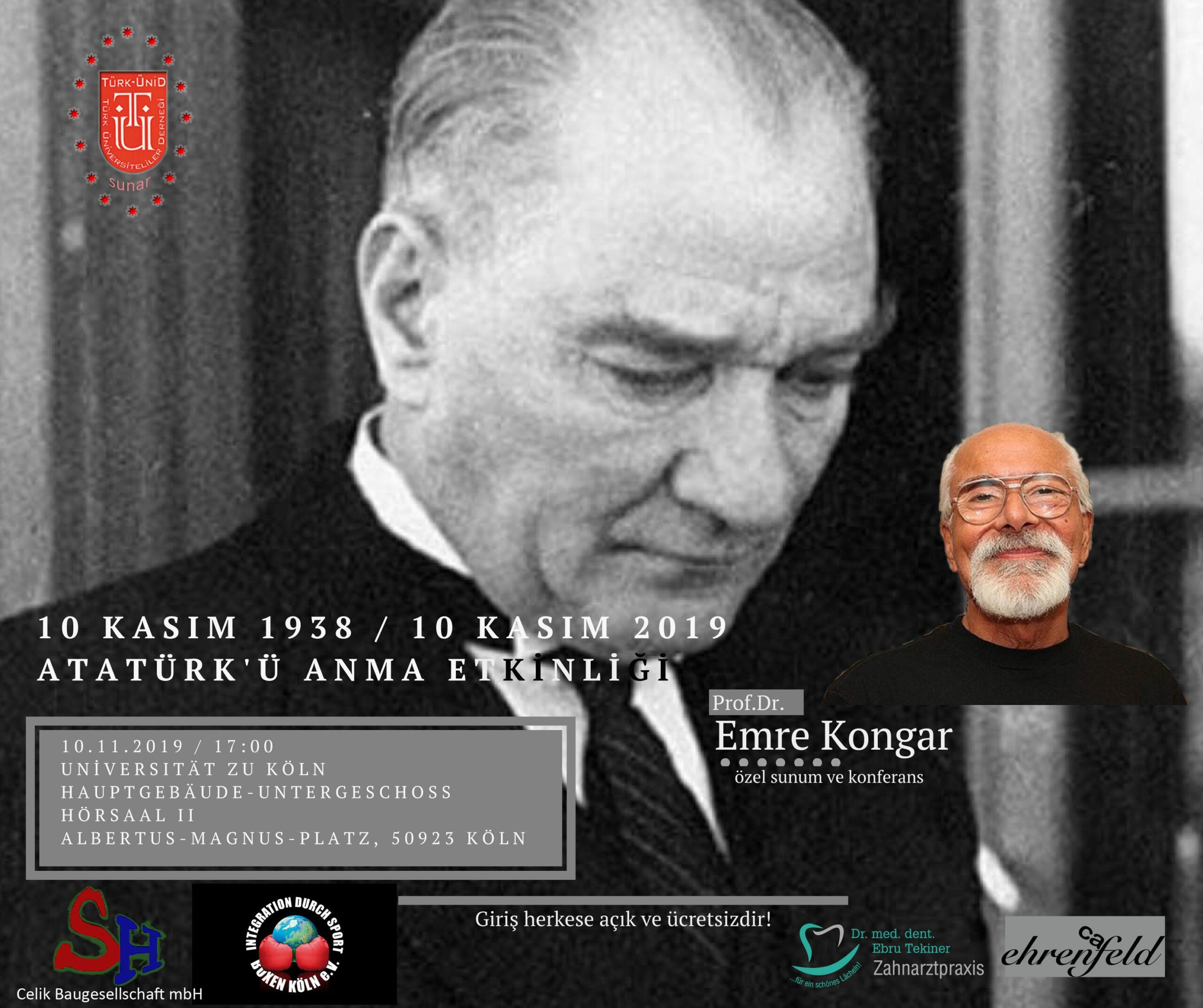 10 Kasim 2019 Prof.Dr Emre Kongar ile Atatürk’ün Ölüm Yildönümünü Anma Programi