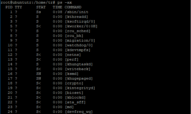 PS komutu ile linux işletim sisteminde o an çalışan işlemler listelenir. - ps3