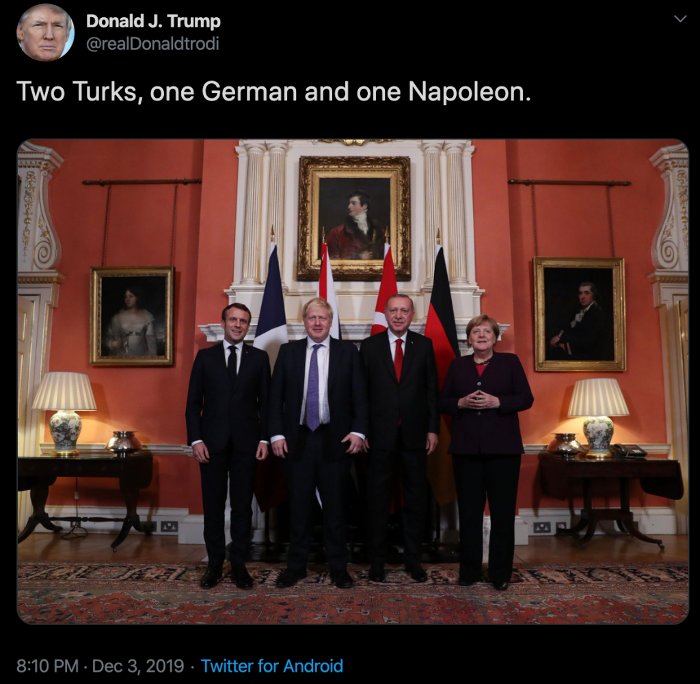 Parodi Trump hesabından paylaşılan, "İki Türk, bir Alman ve bir Napolyon” mesajı sahte çıktı. - trump2gdozel