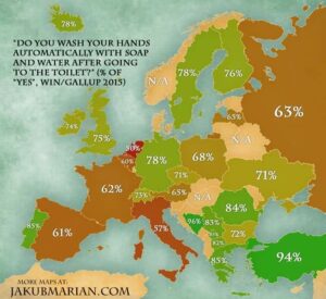 <p>Bence corona virus’a karşı Türkiye’nin daha şanslı olmasının sırrı biraz da tuvaletten sonra sabunla el yıkama alışkanlığı.
Türkiye’de el yıkama oranı tüm Avrupa’ya göre çok yüksek, sadece Bosna-Hersek %2 üstüne çıkabilmiş. İtalya’nınki çok düşük...
Birde Hollanda ama henüz Corona uğramamış❗️
Hayret hiçte el yıkamayı sevmeyen bir ülke Hollanda,Belçika ve İtalya❗️
Normal sabunun (antibakteriyel olanın değil) %82 oranında tehlikeli bakterileri ortadan kaldırdığı görülmüş‼️</p> - FB IMG 1582648445666