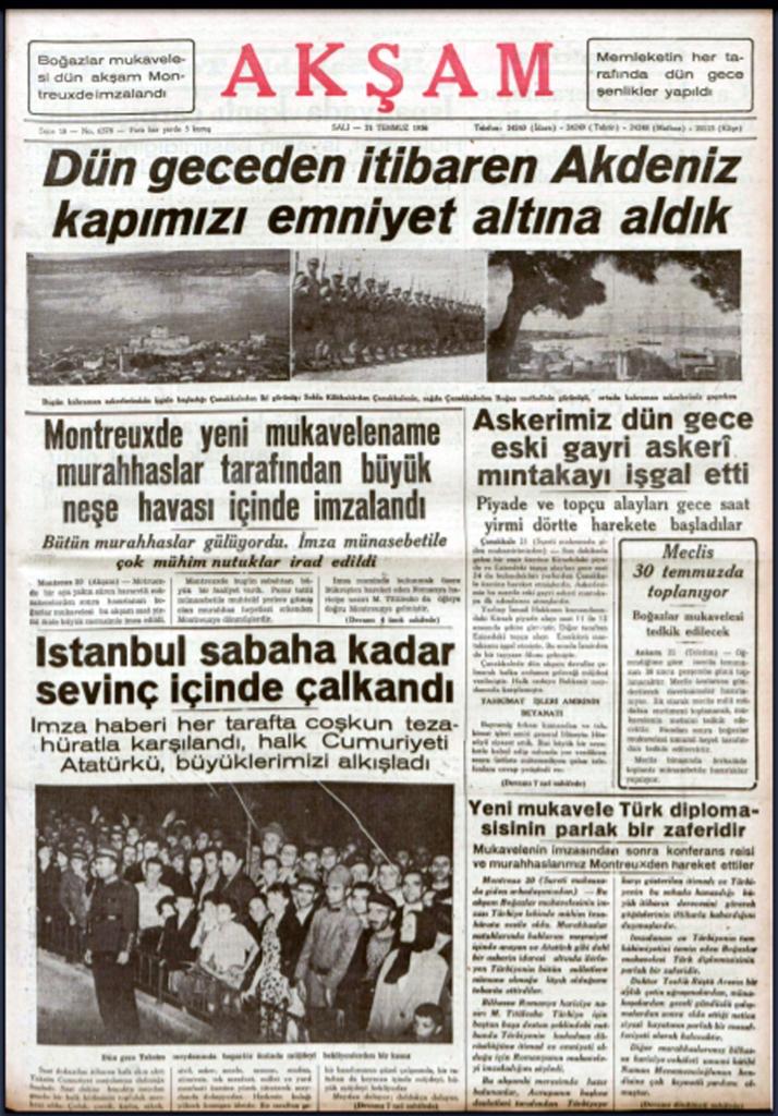 Sizin için 20 Temmuz 1936'da imzalanan Montrö Boğazlar Sözleşmesi sonrası yayınlanan Türk gazetelerini derledik. - IMG 20200217 WA0017
